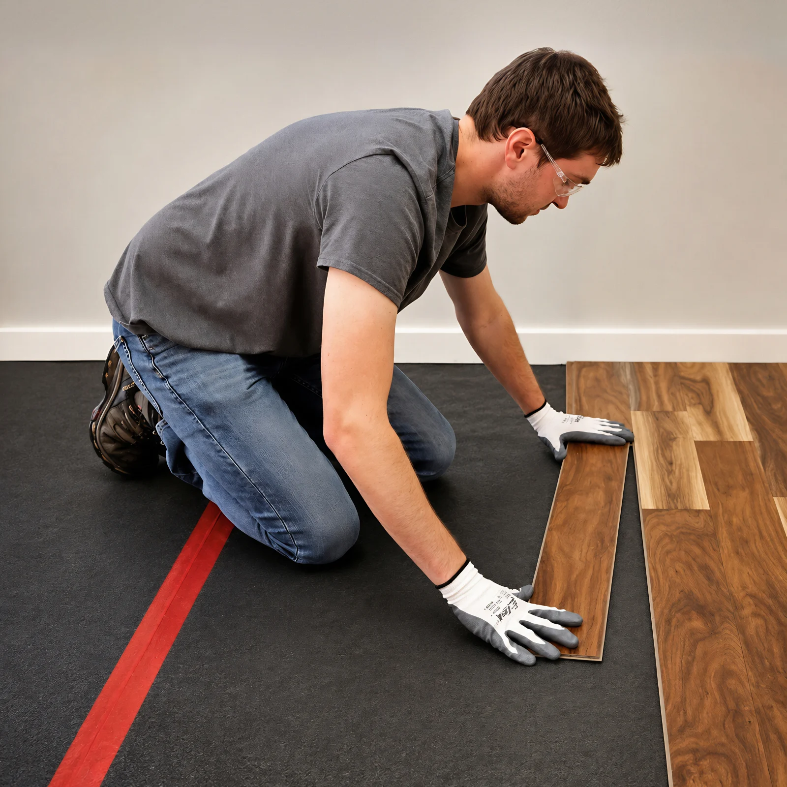 Floor Underlayment Lite installed beneath finished floor for impact noise control