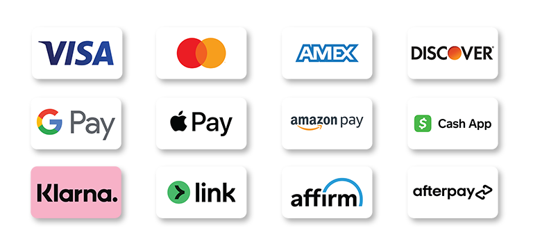 Accepted payment methods: Visa, Mastercard, Amex, Discover, Google Pay, Apple Pay, Link, Affirm